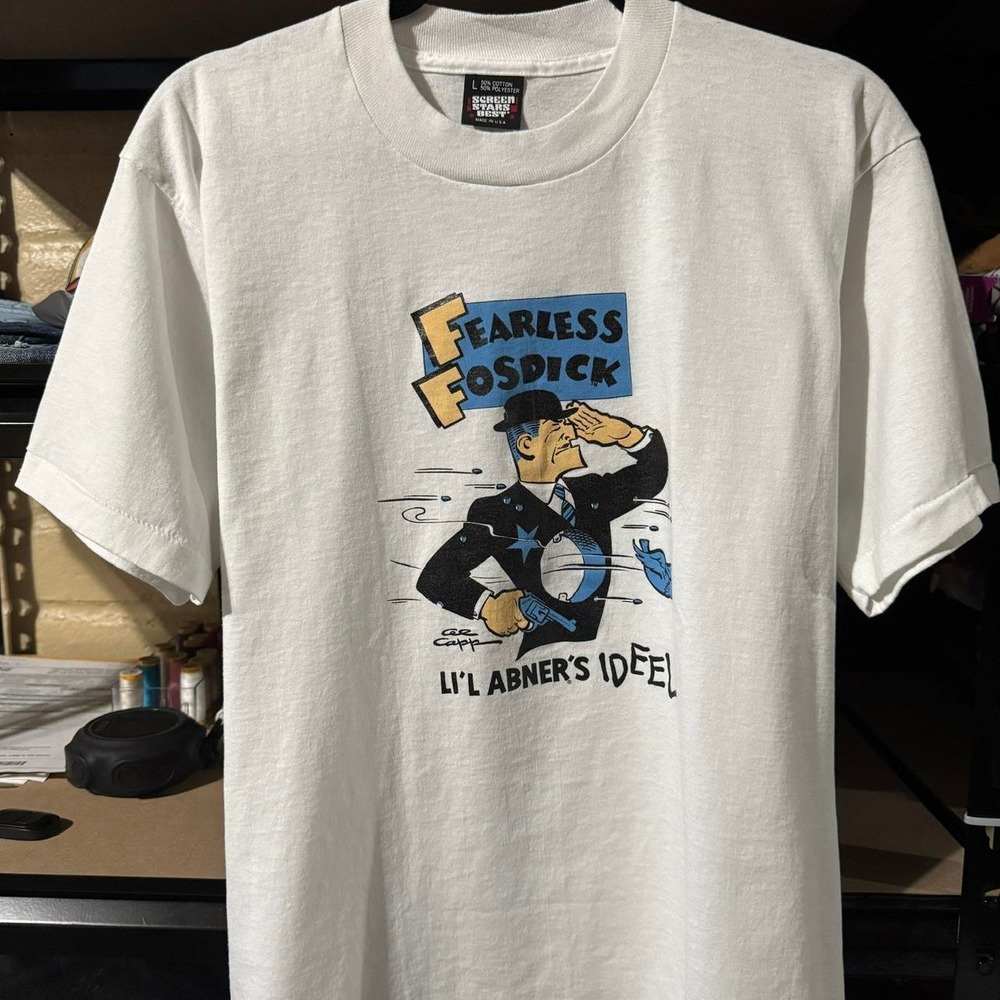 RARE VINTAGE 90s Screen Stars Fearless Fosdick White Graphic Tee - Medium - Picture 3 of 8